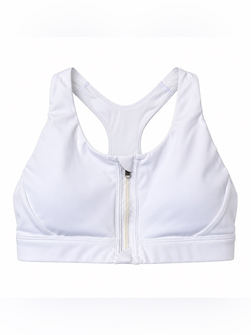 Athleta White Front-Zip Racerback Sports Bra